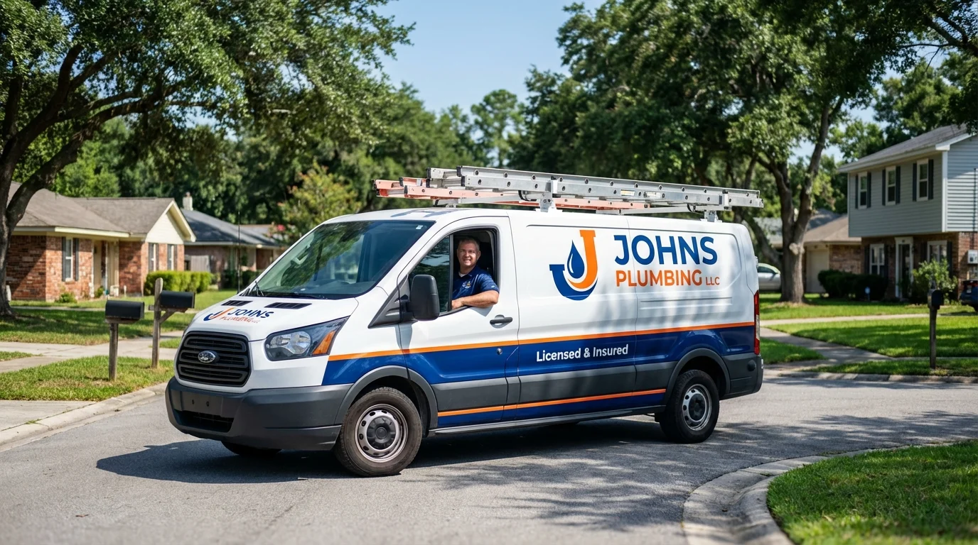 Johns Plumbing LLC service van in Crystal Lake, IL