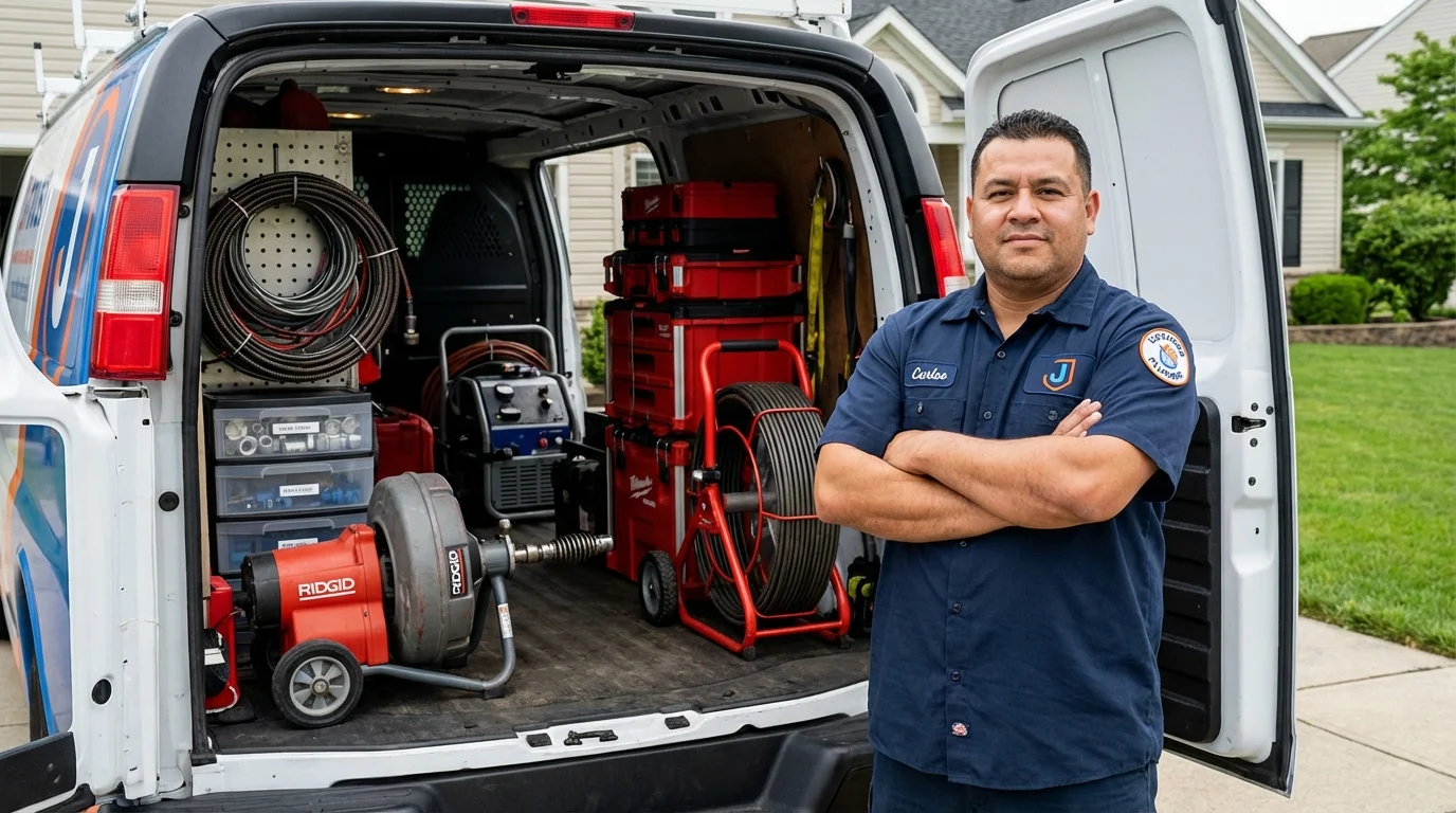 Professional drain cleaning equipment and Johns Plumbing LLC plumber in Crystal Lake