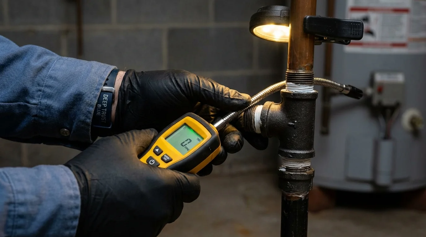 Gas leak detection with electronic sniffer by Johns Plumbing LLC in Crystal Lake