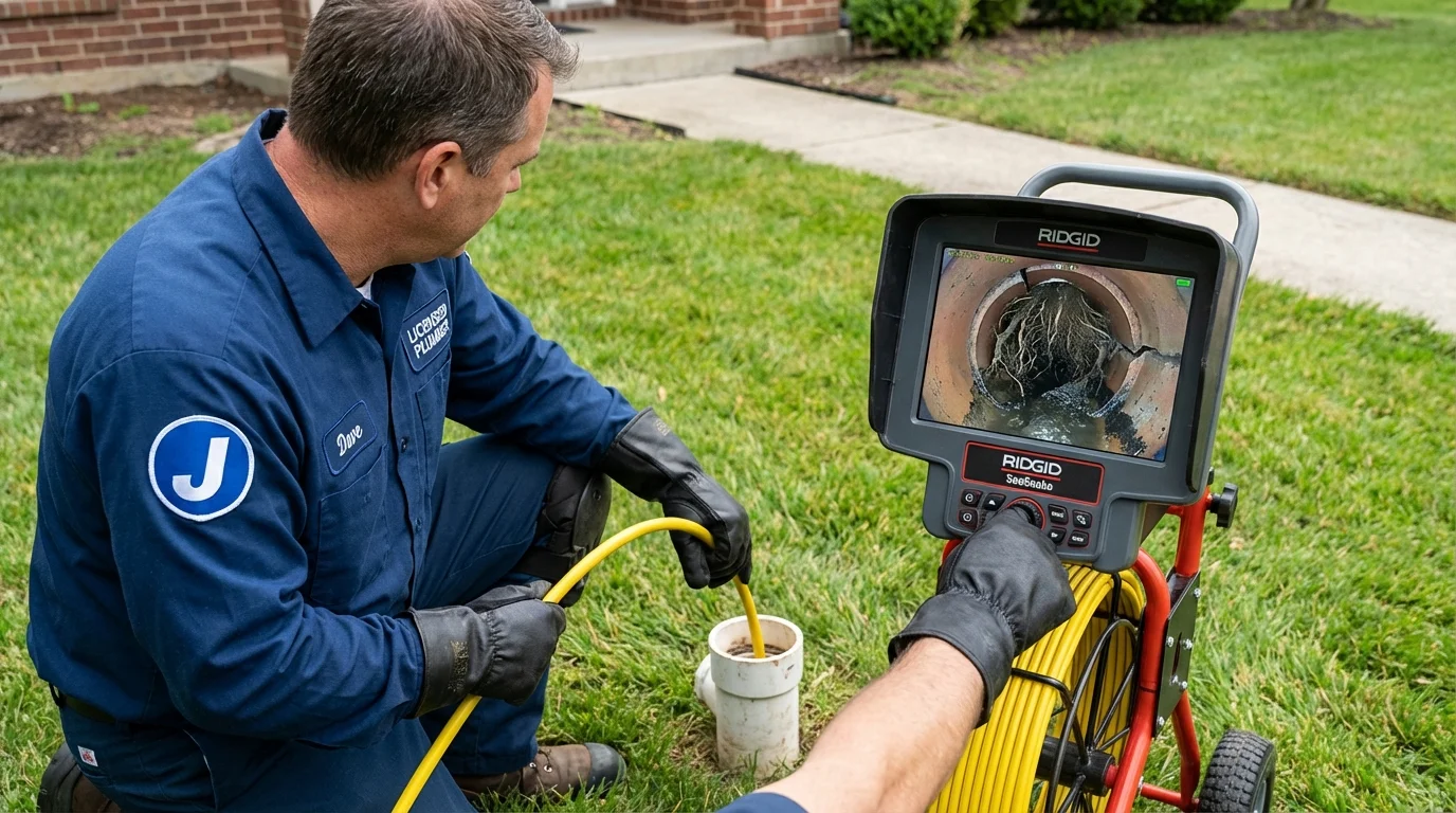 Sewer camera inspection being performed by Johns Plumbing LLC in Crystal Lake