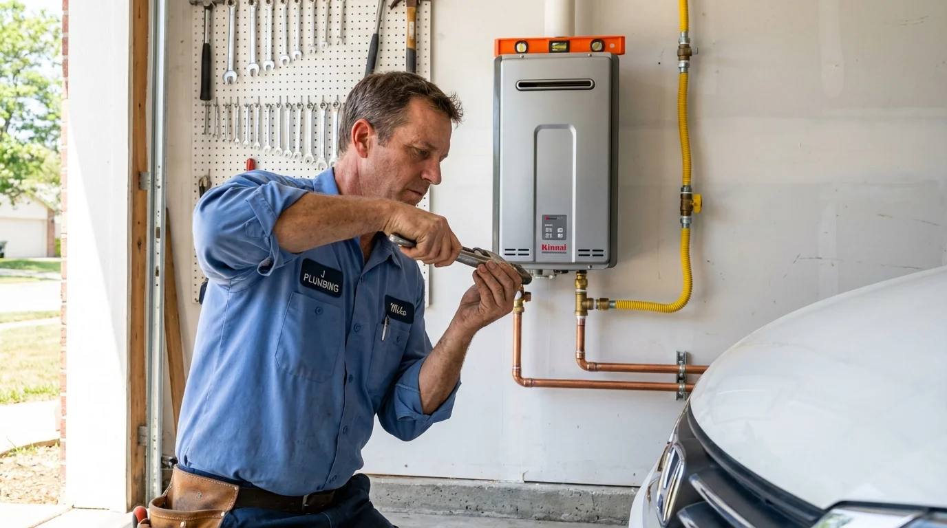Tankless water heater installation by a Johns Plumbing LLC plumber in Crystal Lake